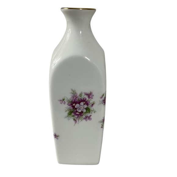 Royal Albert Bone China Sweet Violets Bud Vase Floral Gold Trim England 5” x 2” - Picture 2 of 10